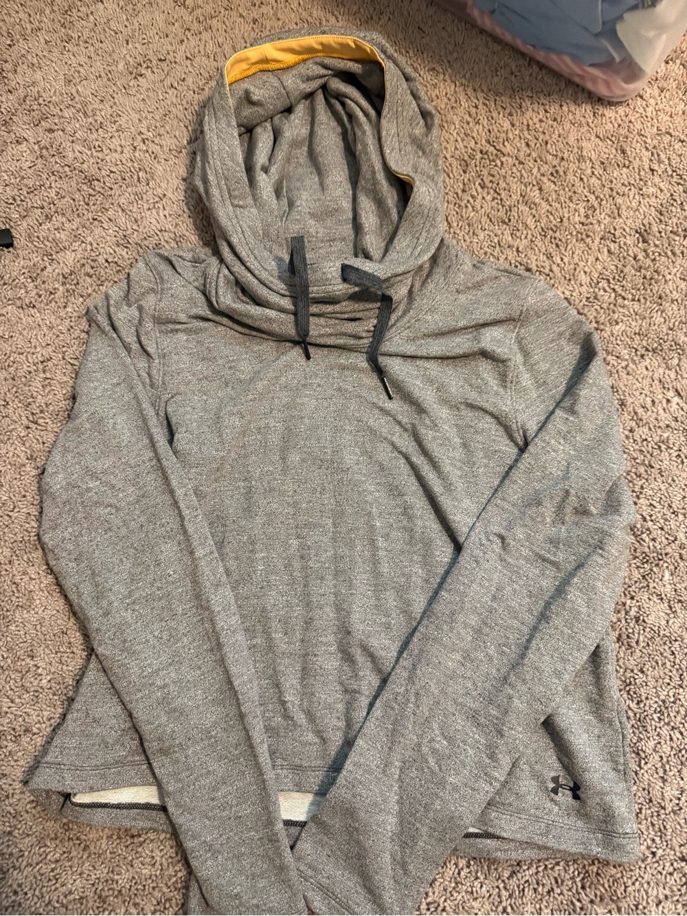 Under Armour Heather Gray Hoodie with Yellow Hood Trim